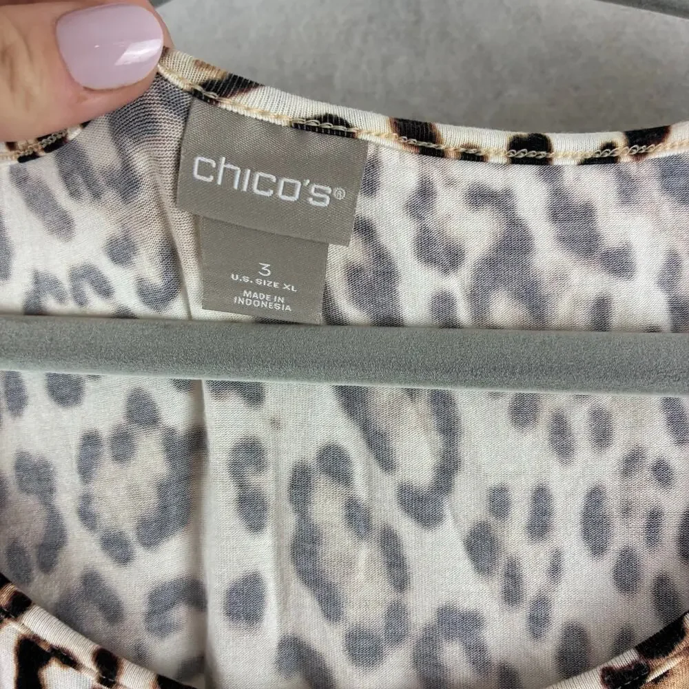 Chicos Sleeveless Top Women’s XL Leopard Animal Print Soft Stretch Mature Classy